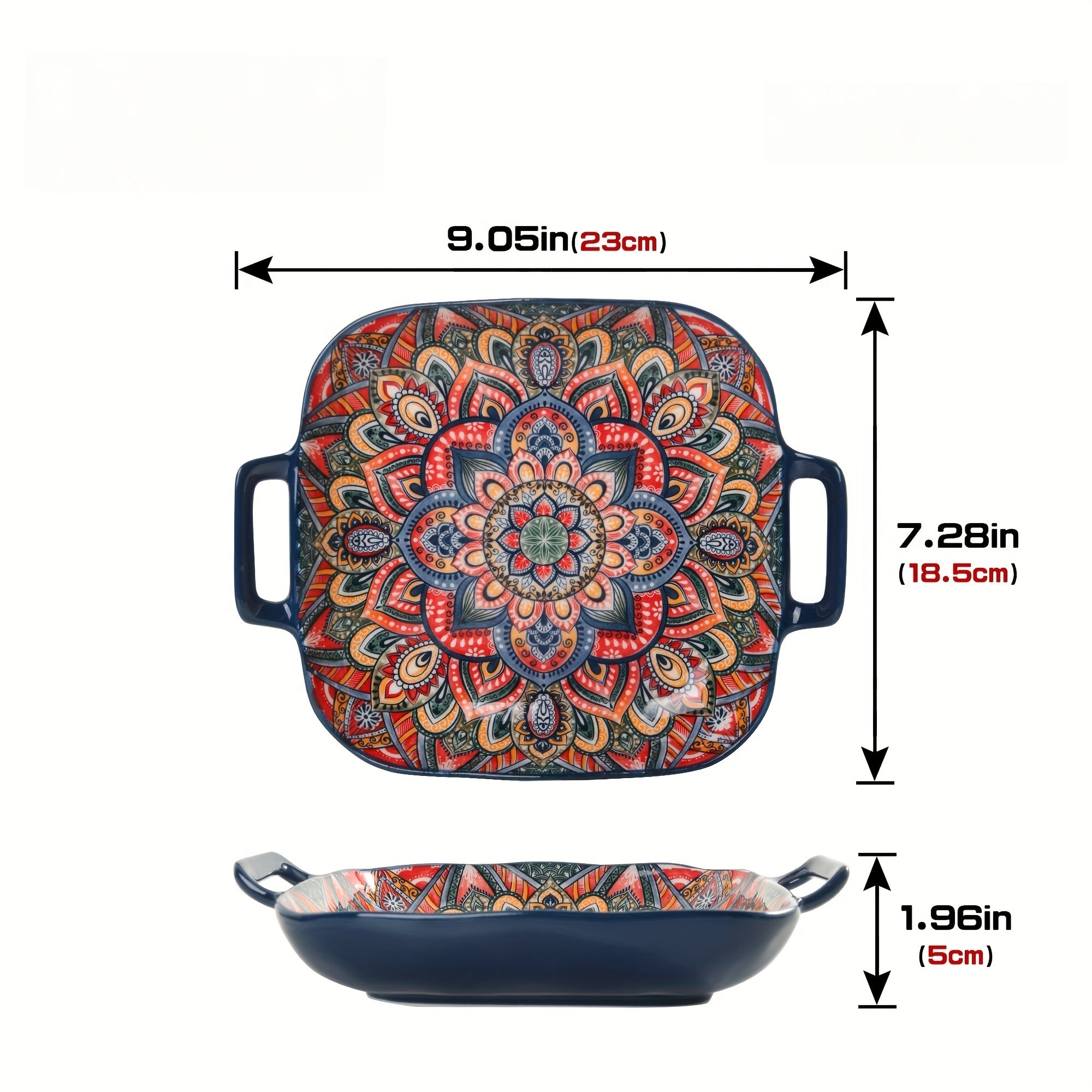2-Piece / 4-Piece Ceramic Baking Set – 9-Inch Square Plates, Bohemian Style – Perfect for Pasta, Oven &amp; Catering – Multi-Purpose Kitchen &amp; Dining Essential