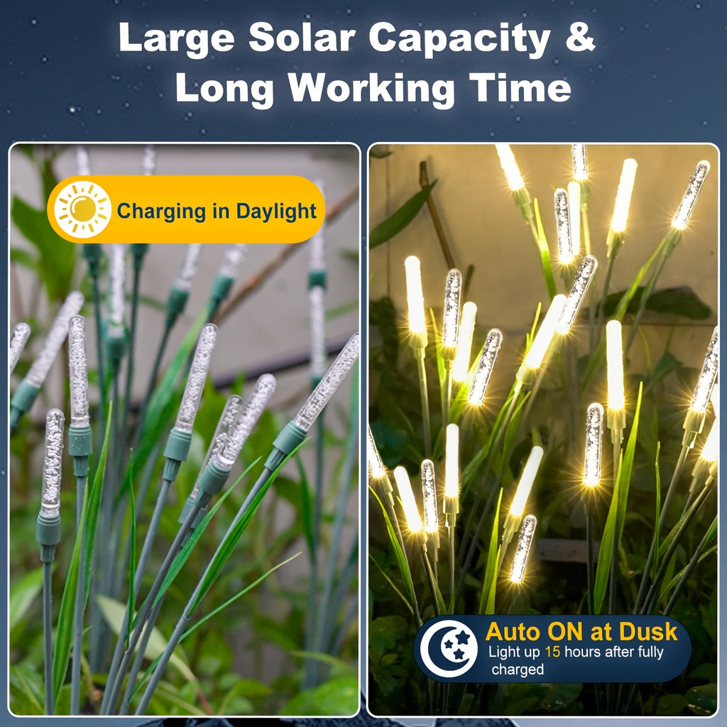 4 Pack Solar Light Outdoor Waterproof - Bubble Path Light for Garden Yard Decoration, Auto On/Off Dusk to Dawn, IP44 Acrylic Ground Insert Light, Warm White Solar LED, Perfect for Driveway Walkway Patio - Solar Reed Light
