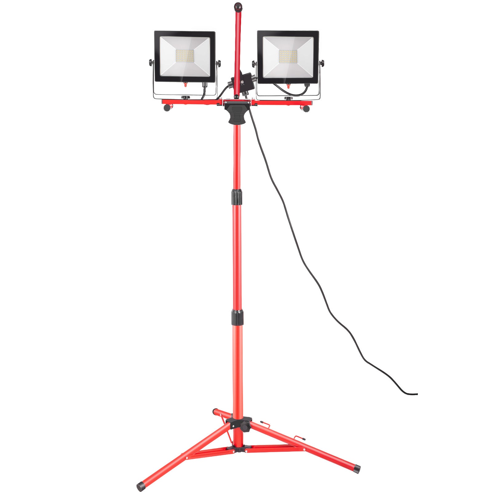 VEVOR LED work light with stand, 1/2 pieces, 5000lm/10000/20000 lumens dual-head LED work light, 27.6“-68.1” adjustable foldable tripod, IP65 waterproof LED tripod work light, 5000 Kelvin color temperature