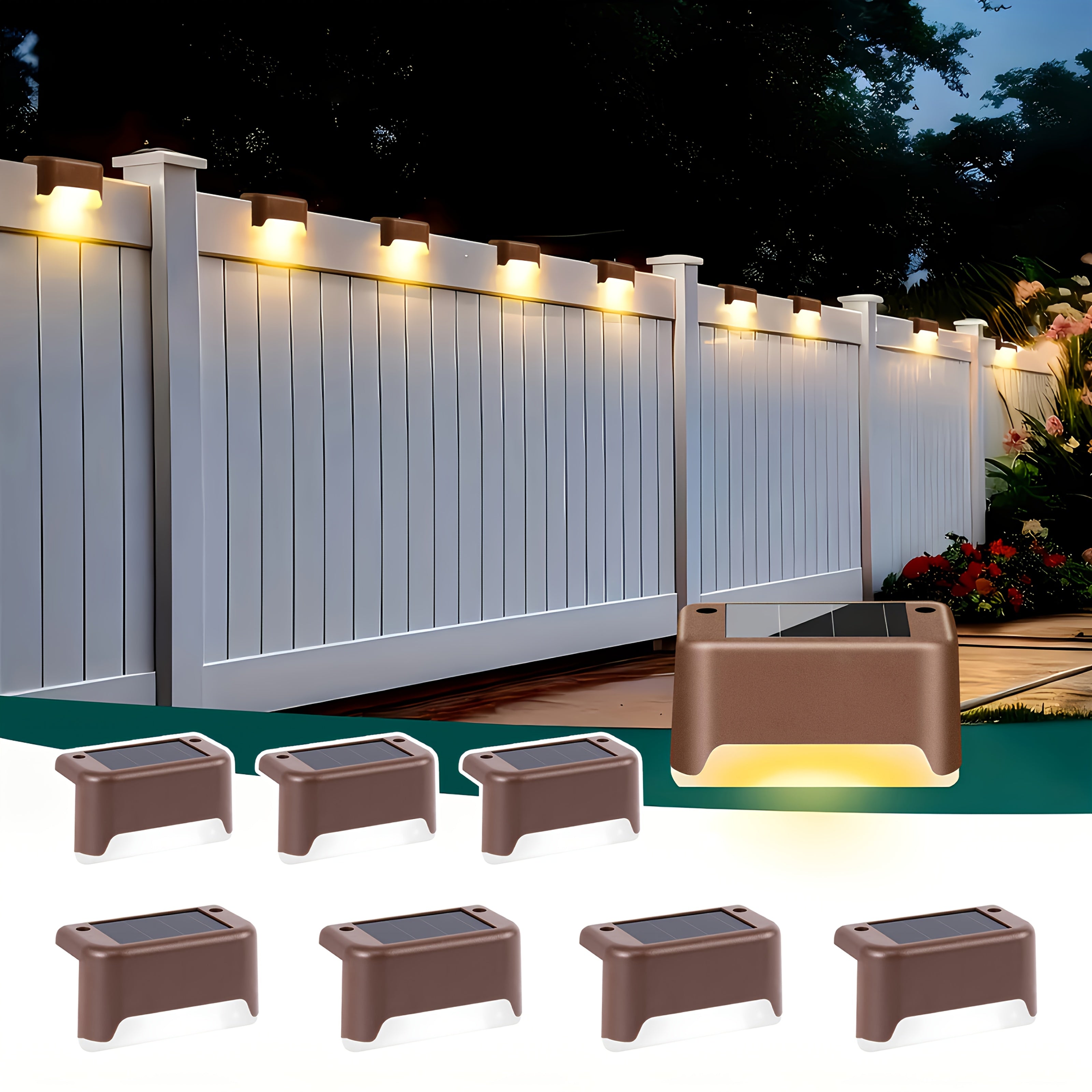 32/16/8/4 Pack Solar Outdoor Courtyard Light - Waterproof LED Warm White Landscape Lighting, Durable Matte Metal Finish, Auto On/Off Solar Light, Perfect for Stairs, Steps, Fences, Courtyards and Pathways, Sturdy Structure
