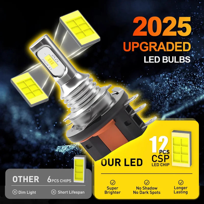 2 只装 H15 LED 日间行车灯 远光灯泡 715 型 超亮白光 6000K 升级款灯泡 12V