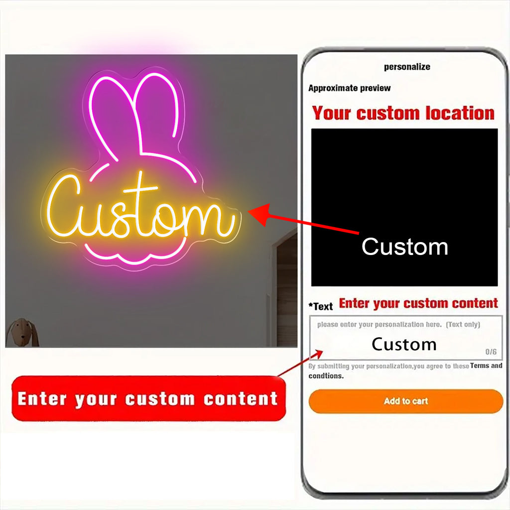 12-20 inch neon sign - personalized text, USB-LED adjustable brightness and color, wall-mounted tube design, suitable for home, bar, party decoration - birthday/wedding/anniversary gift