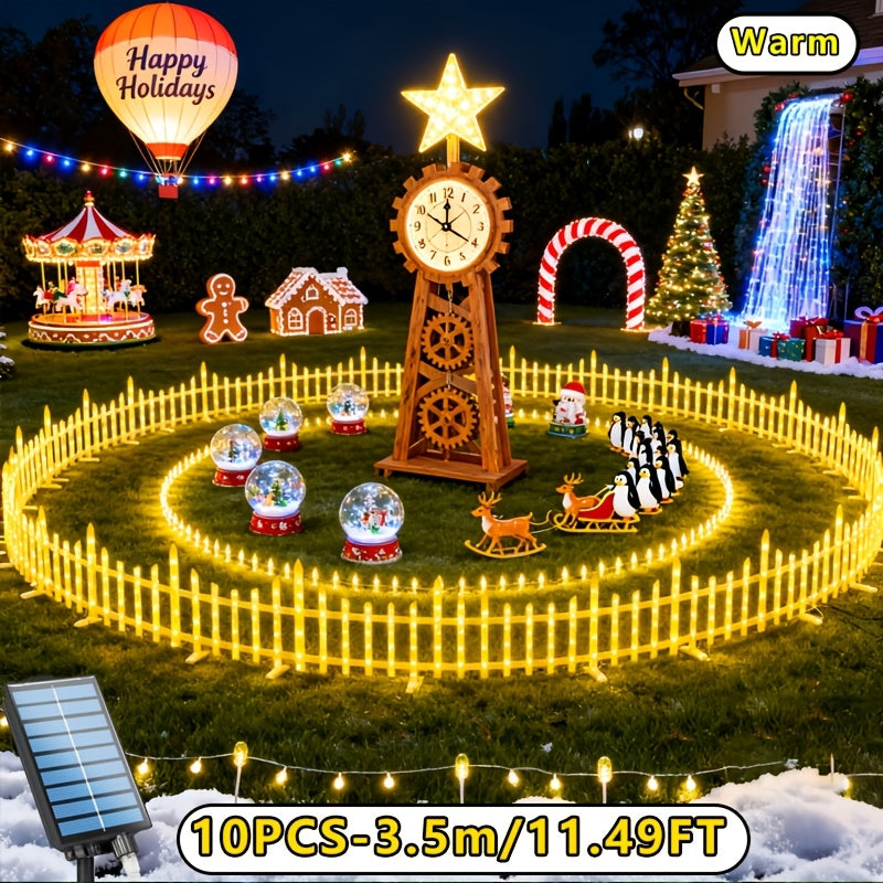 Solar Outdoor Light, 5/8/10-Piece Options, Spring Garden Decorative Fence String Light, 20 Flashing Modes, Ultra-Long Battery Life 3600mAh Lithium Battery, Suitable for Lawn, Path, Christmas Atmosphere and Birthday Scenes