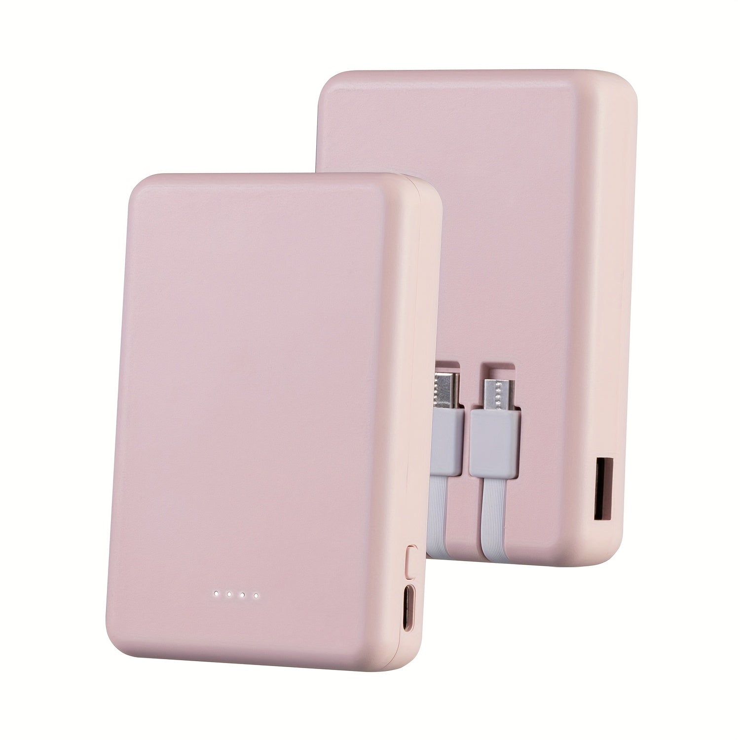 Portable Power Bank, Lightweight And Compact, 5000mAh/10000mAh, Mini Version with Built-in Cable, Can Charge 4 Devices Simultaneously with Type-C Input, LED Indicator Showing Remaining Capacity, Easy to Carry, Compact Charger with Built-in USB-C