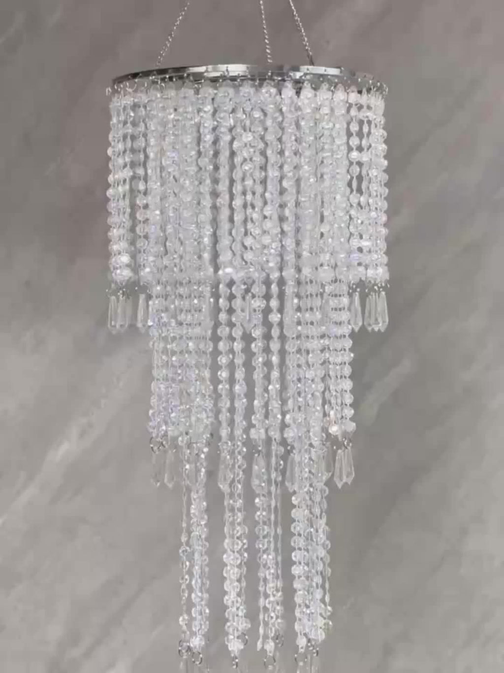 Vectolum wedding bridal room bedside colorful decorative modern bead hanging decoration (W25cm/9.84in x H50cm/19.69in), 3-layer bead decorative cover, ceiling pendant light bead decorative cover