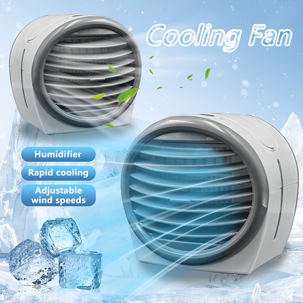Portable Desktop Air Cooling Fan with Humidifier, USB Powered, 16.91oz Large Water Tank, 3-Speed Adjustable Wind, Adjustable Mist Output, Essential Cooling Device for Home and Office