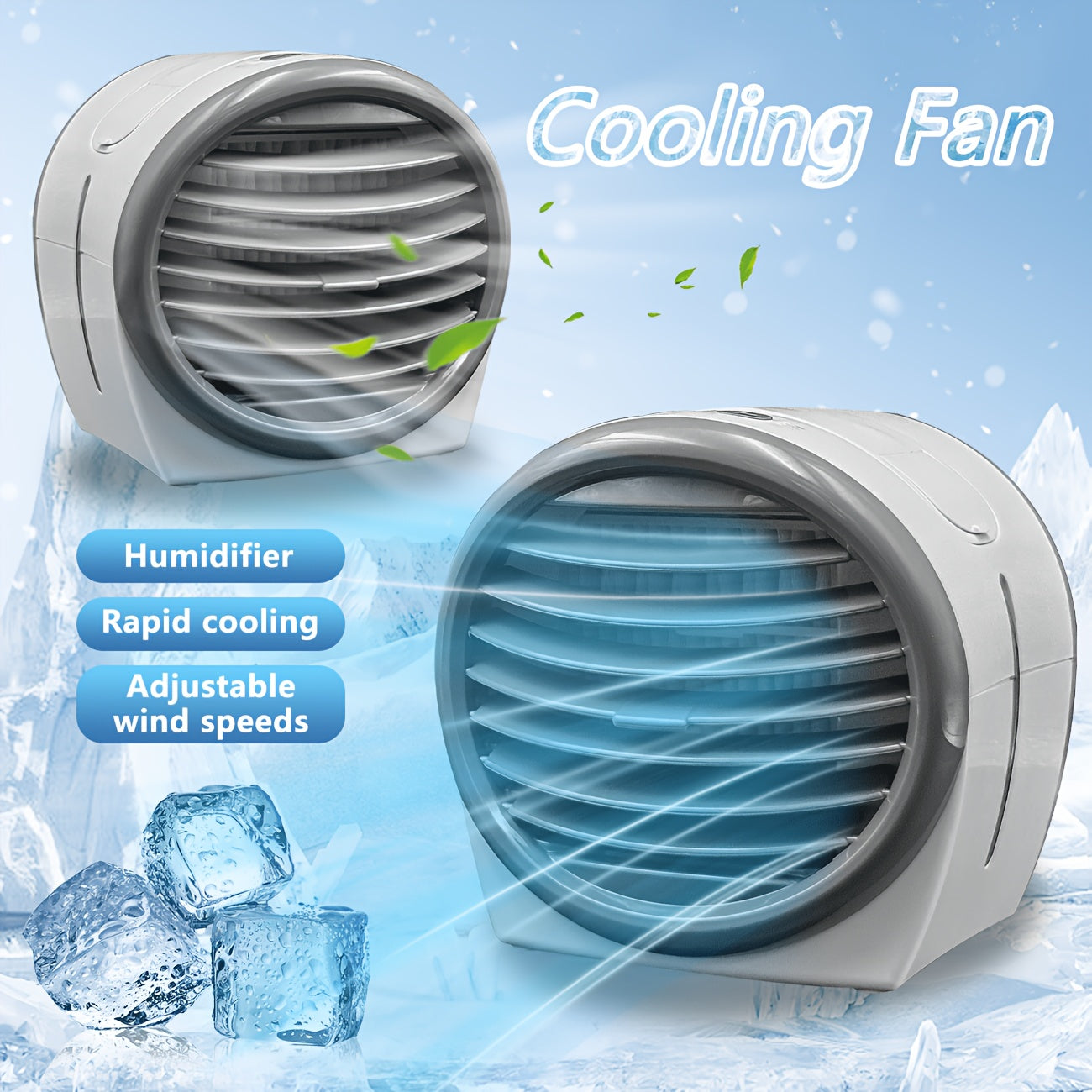 Portable Desktop Air Cooling Fan with Humidifier, USB Powered, 16.91oz Large Water Tank, 3-Speed Adjustable Wind, Adjustable Mist Output, Essential Cooling Device for Home and Office
