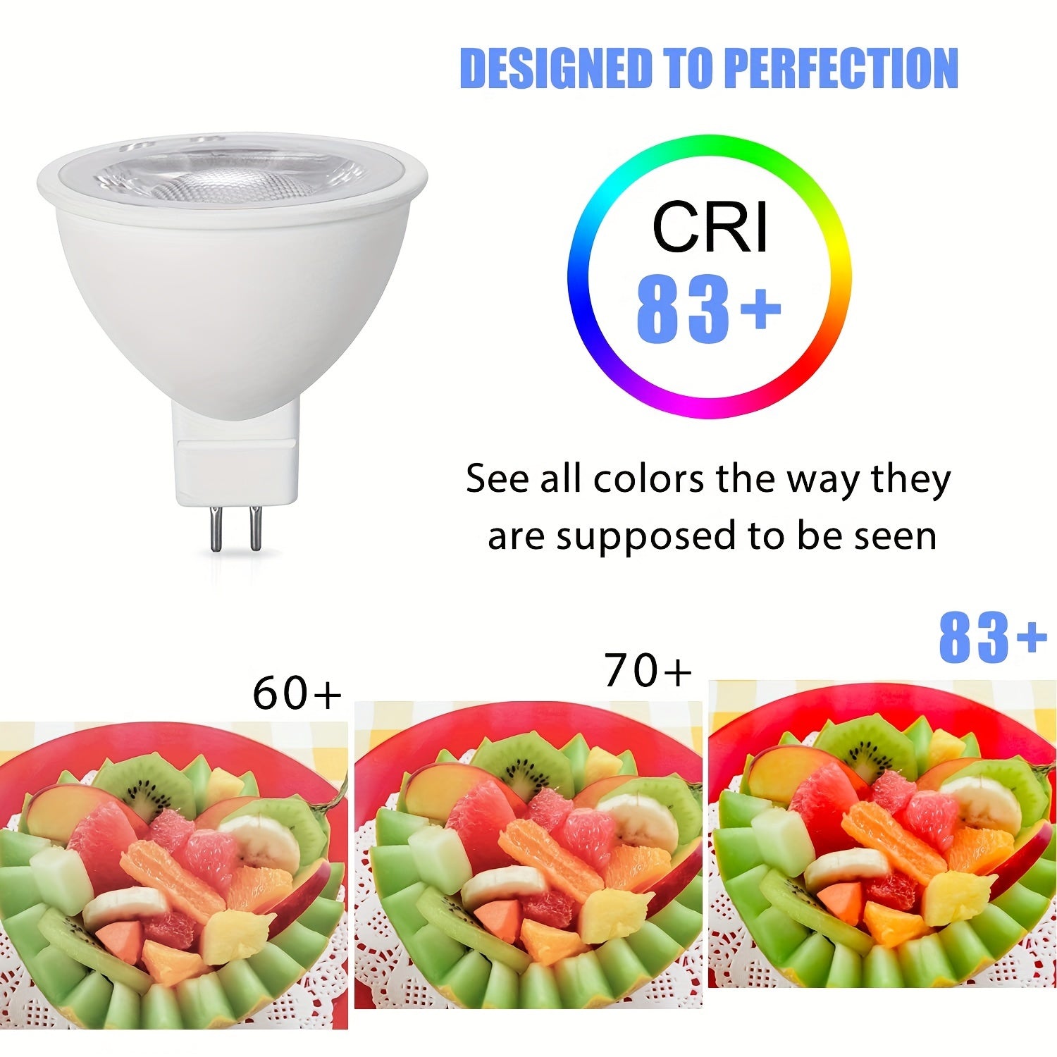 MR16 GU5.3 LED track light spotlight downlight recessed light source bulb, chandelier LED spotlight MR16 lamp cup indoor outdoor hallway AC/DC 12V GU5.3 3000K 5W two-pin base bulb, replaces 50W halogen bulb, 4/6/10-pack
