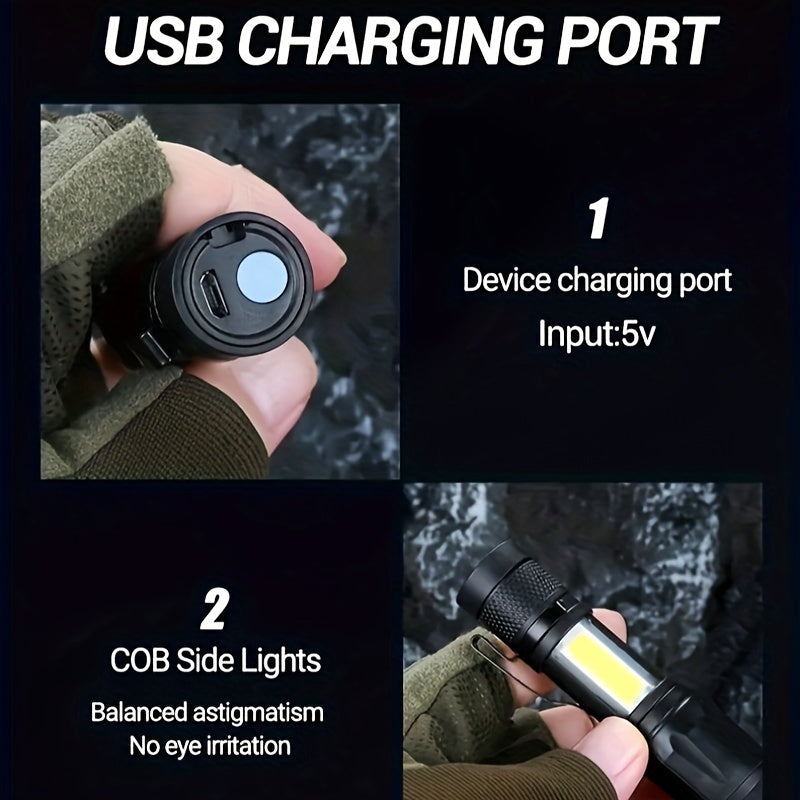 High Power LED Flashlight, Rechargeable Mini Flashlight with Magnetic Base, Self-Defense Light, 5 Lighting Modes, Bright Outdoor Emergency Flashlight, Camping Gear, Compact Pocket Light, High Lumen Multi-Mode Light for Outdoor Enthusiasts