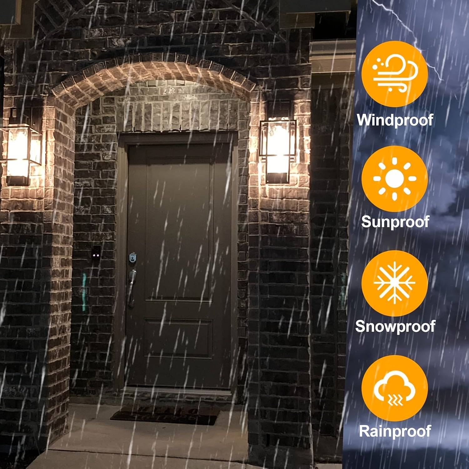 Modern Outdoor Light Fixture Dusk to Dawn Automatic Lighting 2-Piece Set, 15-Inch Waterproof Wall Mounted Porch Light, Garage Entrance Outdoor Light with Crystal Glass