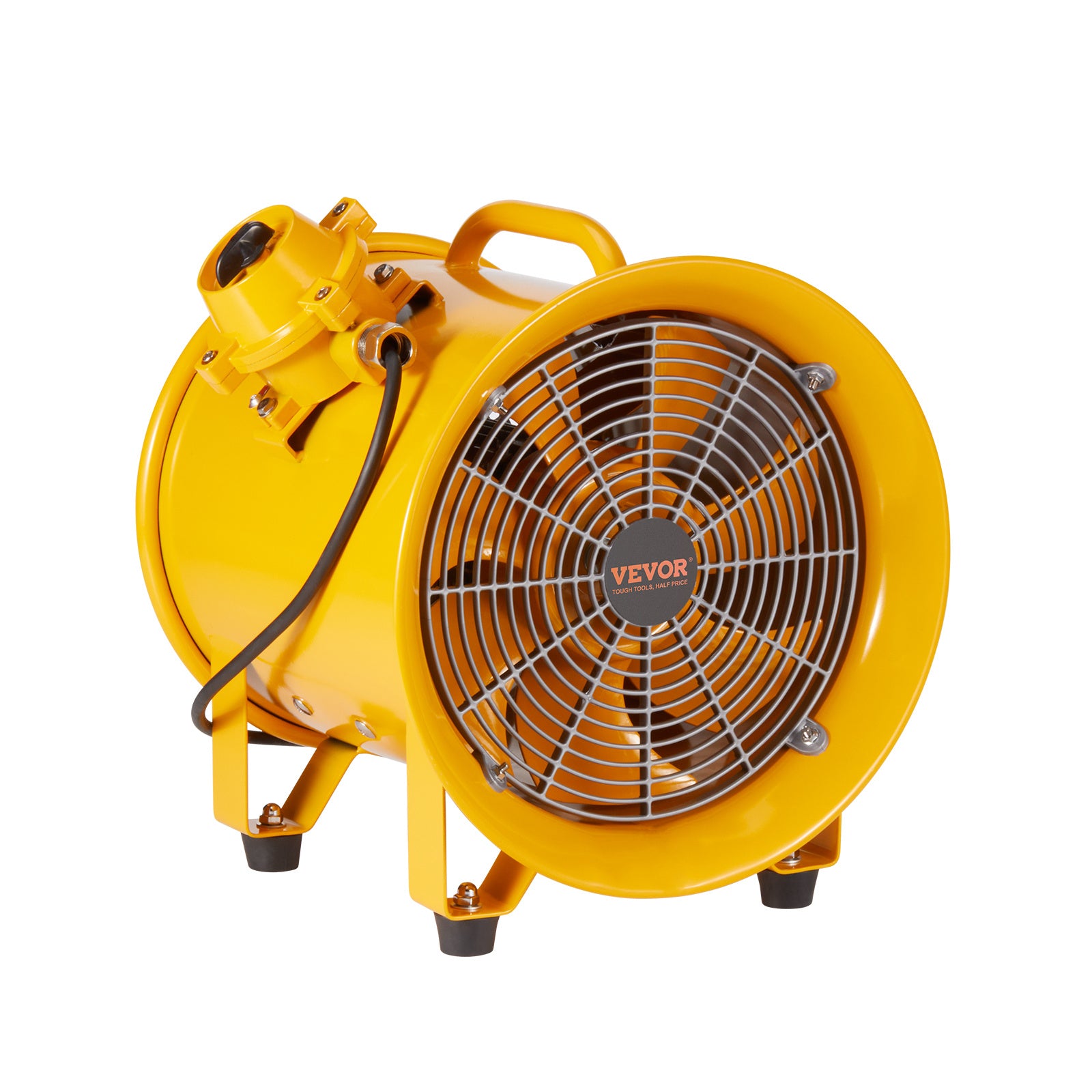 VEVOR Portable Ventilator, 12"/16" Heavy Duty Cylinder Fan, 550W/1100W Powerful Exhaust Fan, 2500CFM/4240CFM, 9.8ft/16.4ft Power Cord (No Charging Head), Industrial Dust & Smoke Blower, for Home/Workplace