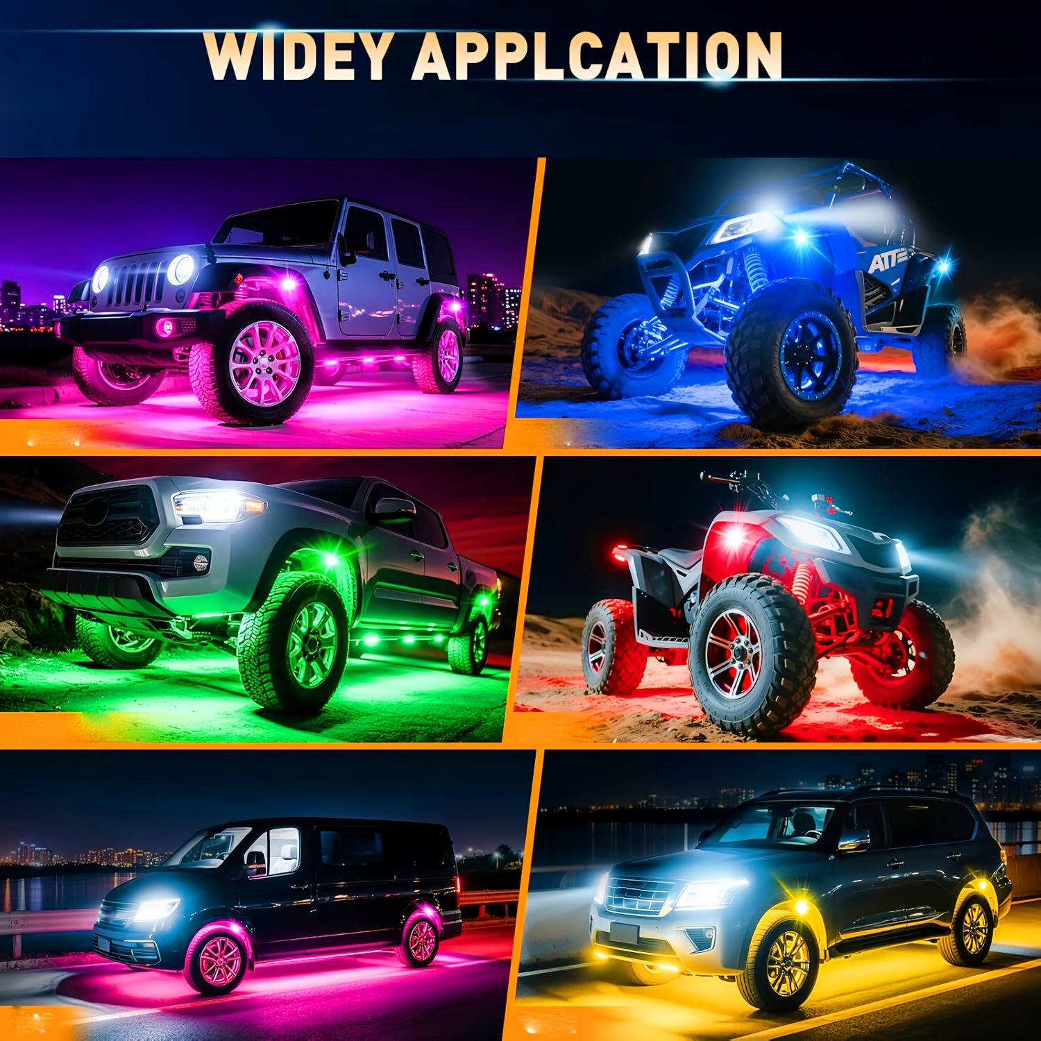 Truck Underbody Ambient Light Rolling Light Kit, Dream RGB Colorful Car Chassis Decorative Light, Multi-Color Car Wheel Light Strip, Footwell Neon Light Kit, Suitable for Pickup Off-Road RZR SUV ATV UTV Car Ambient Light, Smart Light Strip