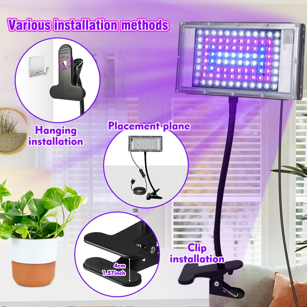 96LED Full Spectrum Indoor Plant Grow Light, Equipped with 1.5M On/Off Power Cord and Hose Bracket, Freely Adjustable Angle, Promotes Healthy Plant Growth, Ideal for Greenhouse, Nursery and Home Gardening