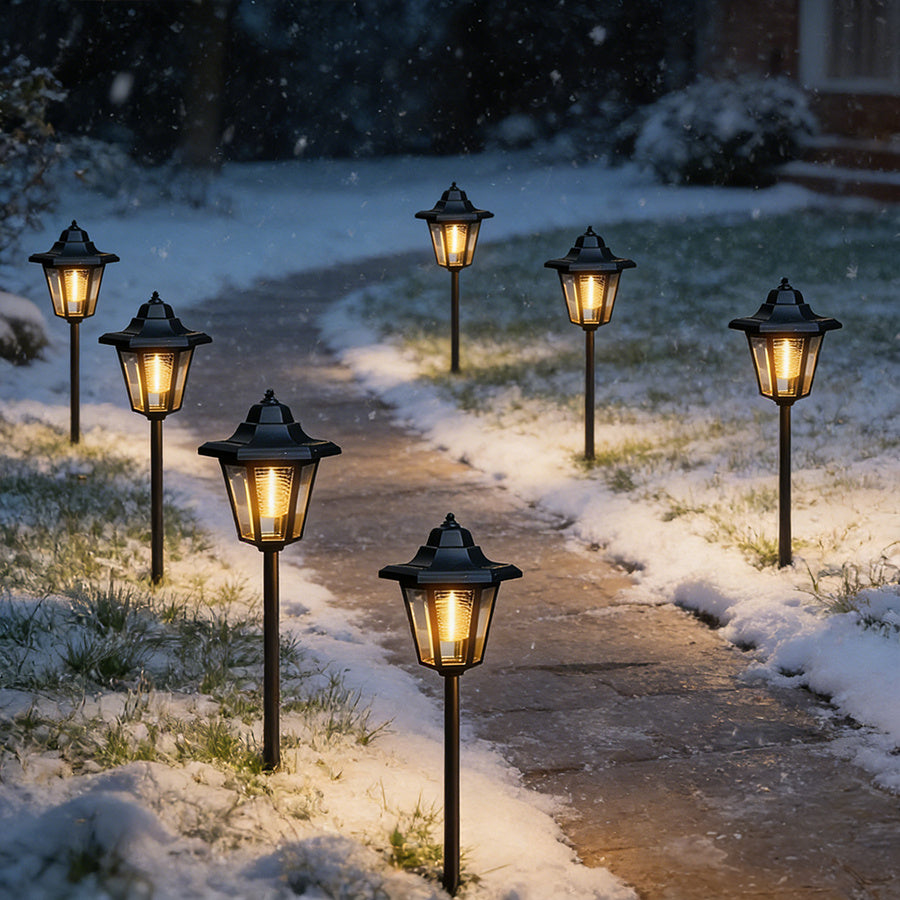 3/7/19-Piece Black Minimalist Theme IP65 Pathway Fence Light, Solar Advanced Hexagonal Fence Light Solar Outdoor Lawn Light, Suitable for Garden Post, Courtyard, Backyard Decoration, Valentine's Day Easter Gift