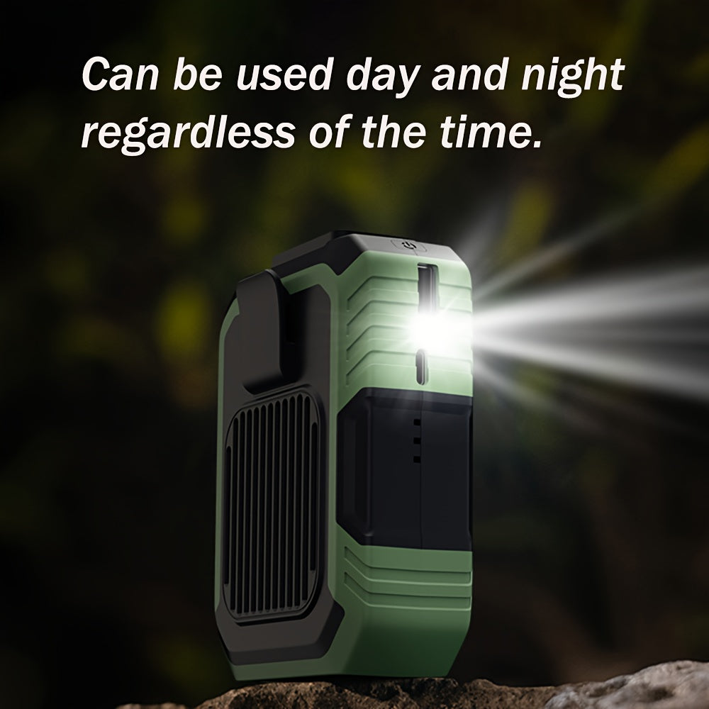 Waist Hanging Fan, USB Charging 2-in-1 Multifunctional Fan with Wind and Lighting Modes, Quiet Fast Cooling Fan, 3 Speed Adjustable Lanyard Waist Fan, Perfect for Outdoor Travel