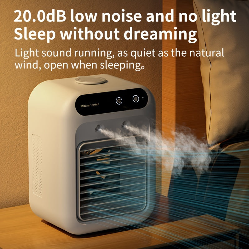 NIJ USB Desk Fan & Air Cooler, Portable Personal Cooling Fan USB Powered, Lightweight Desktop Cooler for Home Office Dorm Travel, Quiet Mini Desk Fan Built-in Lithium Battery Filter-Free, Energy Saving Cooling Device
