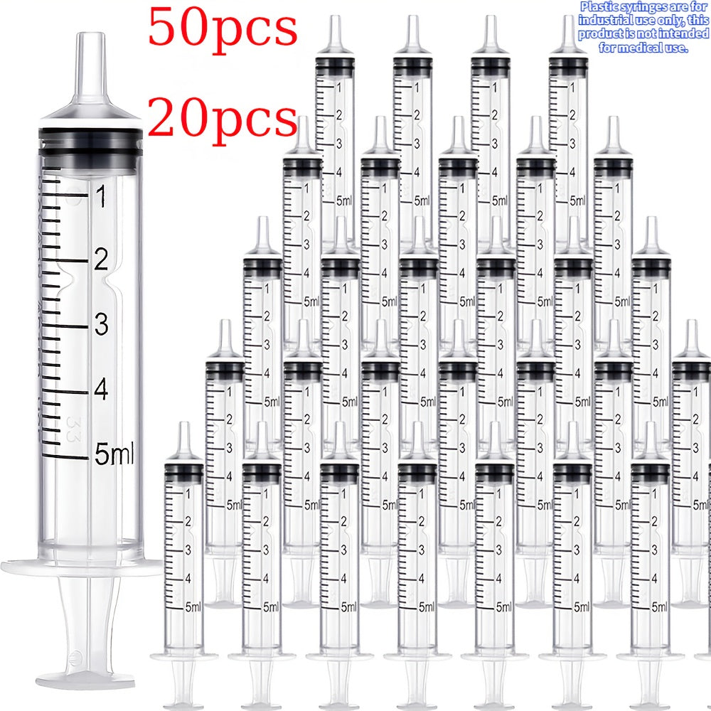 20/50pcs 0.17oz塑料注射器带帽 - 精密测量和分配，用于科学实验室，小动物喂养和医疗用途 - 耐用，防漏设计，医疗注射器，实验室设备，透明容器，安全合适帽