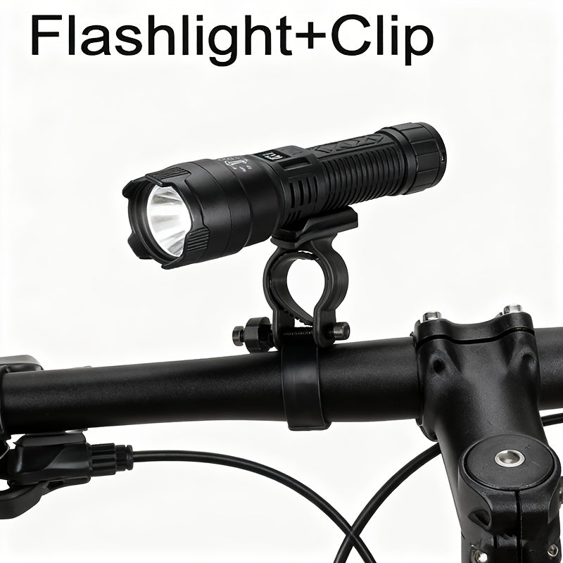 IPX6 Waterproof Flashlight with Clip, Multifunctional All-in-One Light, Power Outage & Night Riding Lighting, Easy Installation & Use, Adjustable Brightness Levels, Rechargeable, Perfect for Events and Camping