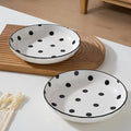 Vintage Polka Dot Ceramic Dinner Plate for Home Use, Microwave & Dishwasher Safe, Healthy Under-Glaze Craftsmanship, Perfect Home Décor & Kitchen Essential