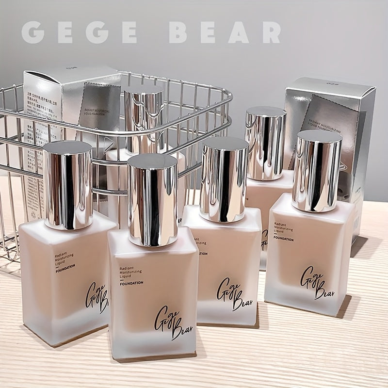 Gege Bear 莹润柔光粉底液-自然妆效防水防汗适用于所有肤质的长效化妆霜，易于涂抹自然覆盖浅至中色调保湿打底粉底