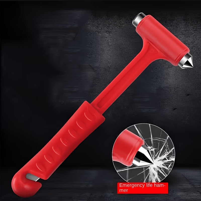 单件红色长柄安全带切割器和破窗器 - 适用于车辆、卡车、巴士的坚固金属安全装置 - 紧急逃生救援器，汽车紧急逃生工具