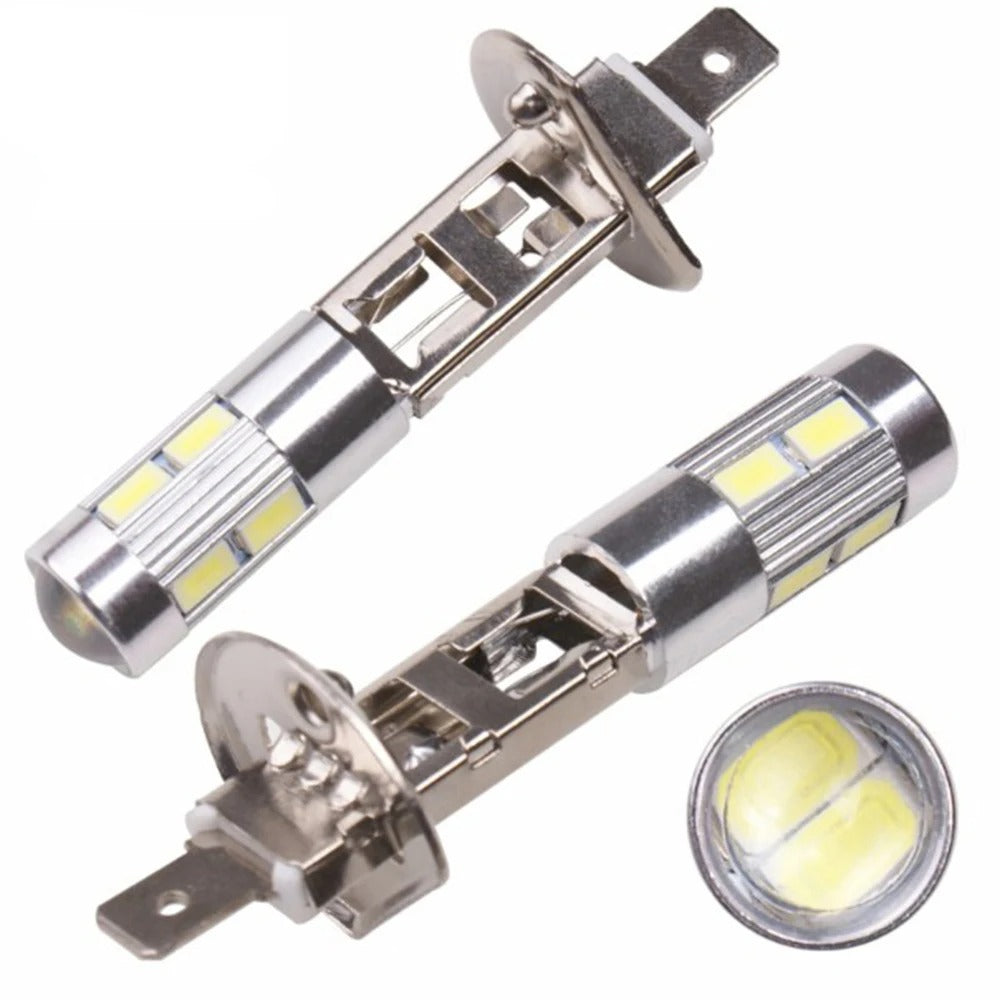 2 Pcs H1 LED Car Fog Light Headlight Bulbs, Auto Light Accessories, 6000K DC12V, 5630 SMD 10 LEDs H1 Bulb