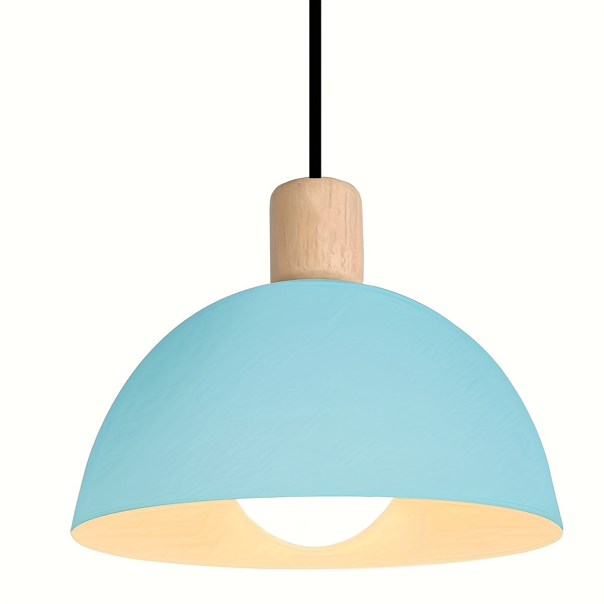 Semi-circular pendant light vintage round iron chandelier modern ceiling light metal wood hanging pendant light suitable for bedroom, dining room, kitchen, restaurant (bulb not included!!!)