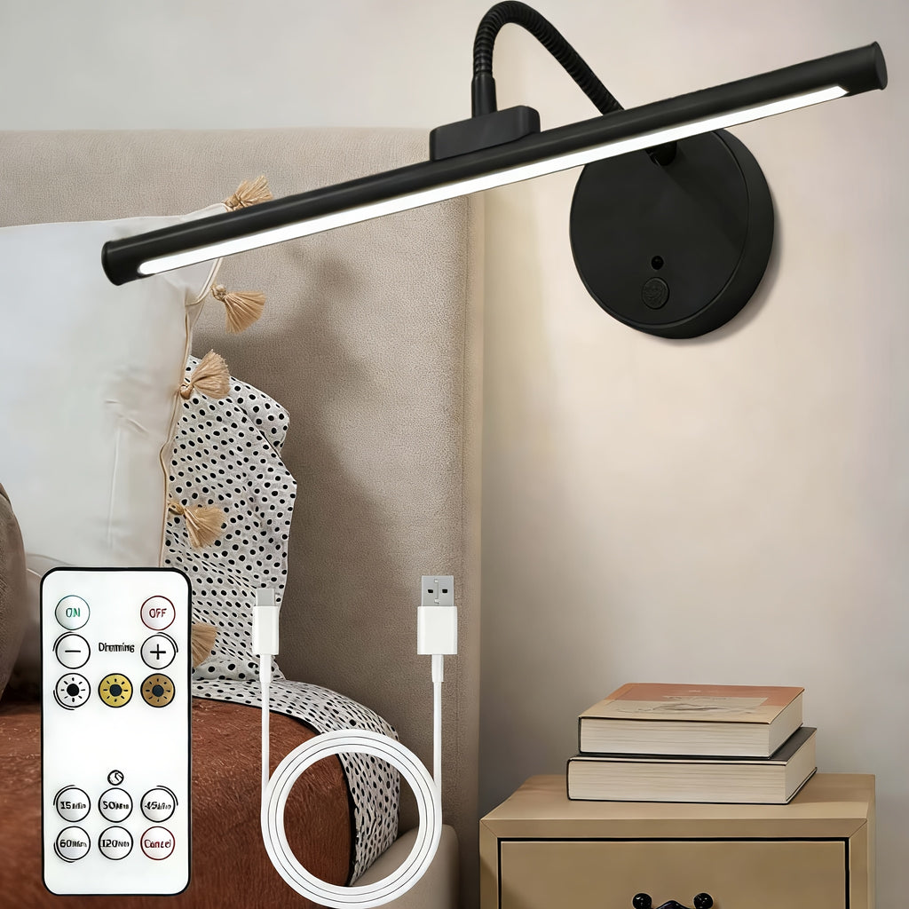 Vanity Light, Black, 3 Color Temperature Adjustment, Universal Adjustment Metal Lamp Body, with Remote Control, Wall Light, Easy Installation, Suitable for Bathroom Mirror, Bedroom, Study Lighting