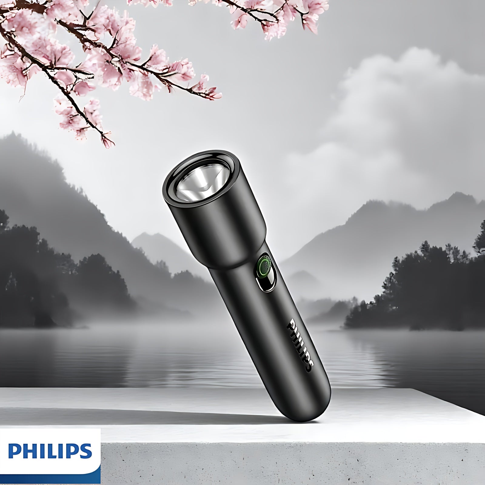 Philips Outdoor Ultra-Bright Flashlight, Matte Surface for Comfortable Grip, 4-Level Dimming Modes, Smart Battery Level Display for Long Battery Life, Portable Multi-Functional Flashlight for Home & Camping - Type-C Charging