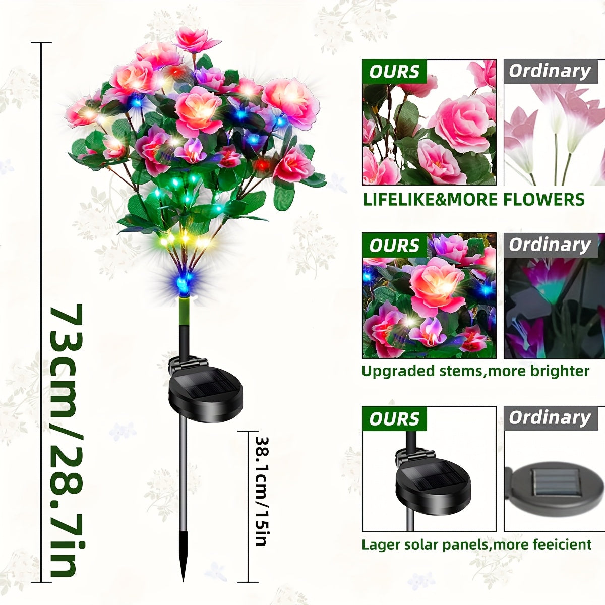 4-Piece Azalea Color Light, Solar Courtyard Light, Mixed Azalea Colors | Outdoor Waterproof Lawn Light | Outdoor Garden Ambient Light | For Courtyard, Lawn, Garden Decoration