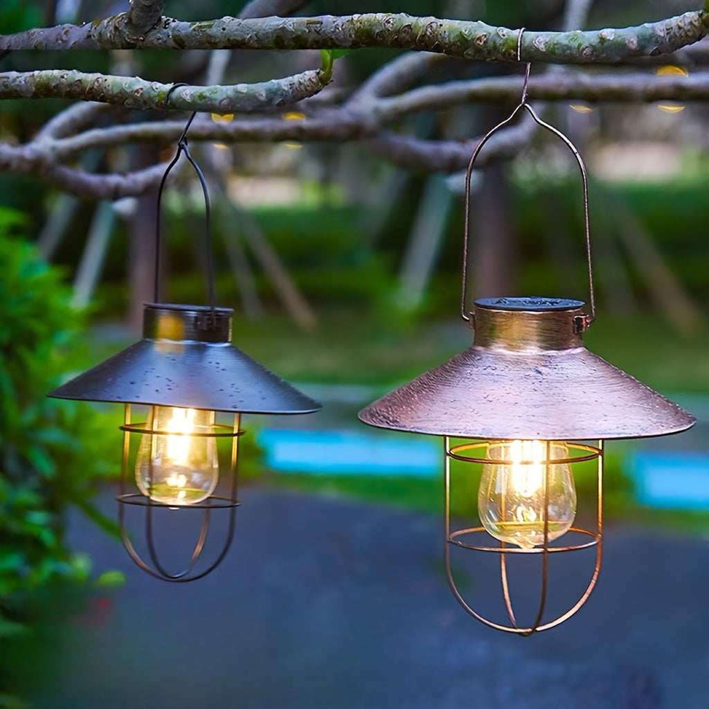Solar Wrought Iron Courtyard Pendant Light Garden Landscape Lamp Courtyard Garden Balcony Decorative Chandelier Solar Courtyard Decorative Art