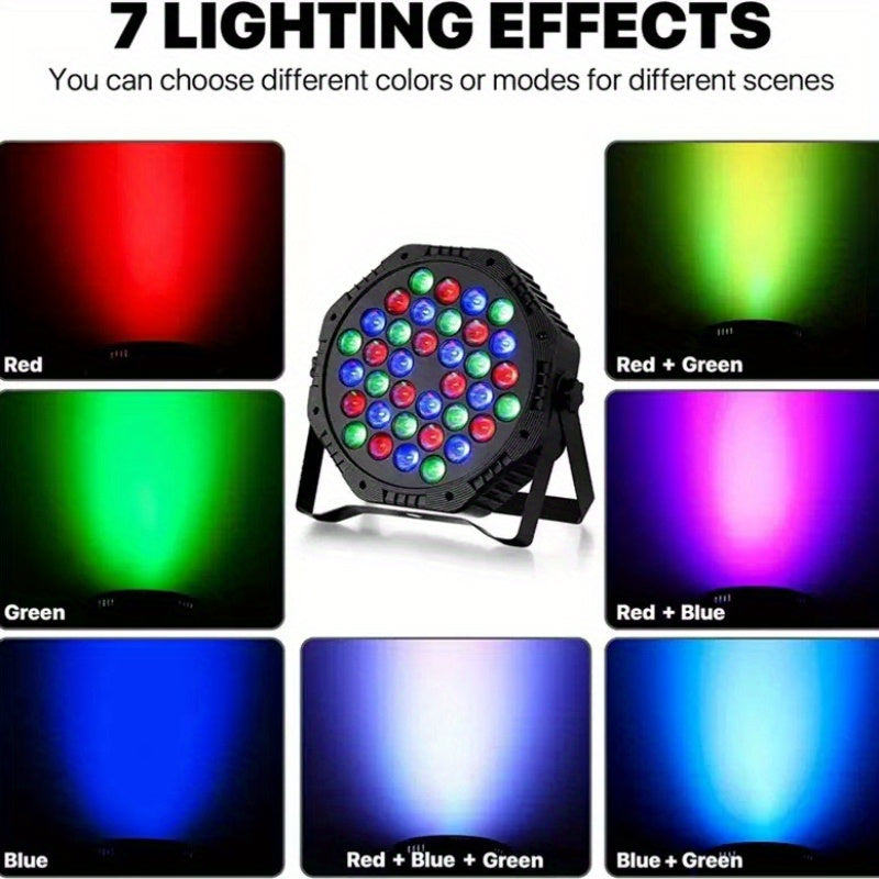 1 stage spotlight, Par light, 36 LEDs, RGB LED Par light party light, LED stage light, sound-activated color-changing Par light, DJ Par light for events, weddings, dance parties, wedding performances