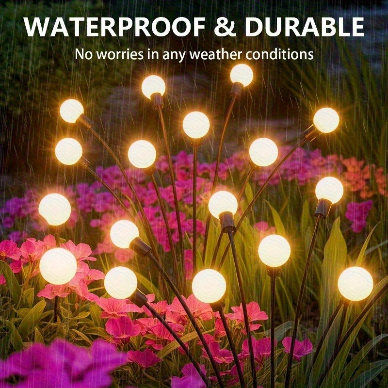 Outdoor Solar Courtyard Light, 6/8/10 LED Firefly Solar Courtyard Light, Waterproof Outdoor Decorative LED Light, Perfect for Outdoor Garden Paths and Lawn Decoration, Suitable for Halloween, Christmas, New Year and Ramadan Decoration