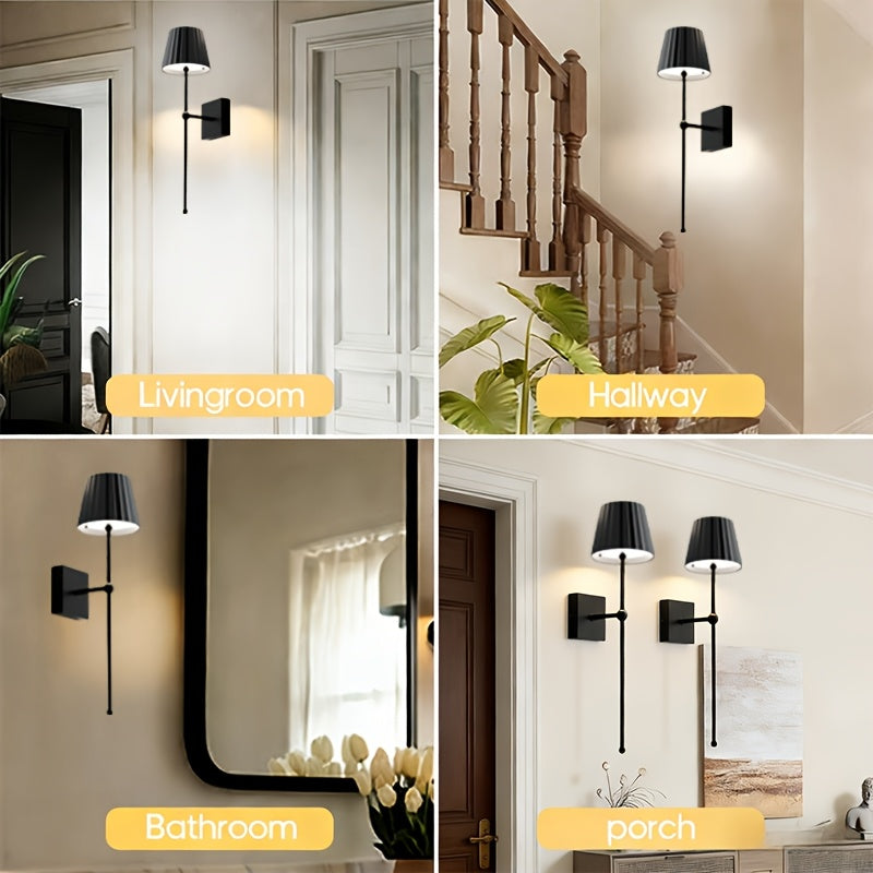 2PC/1PC Rechargeable LED Wall Light, LED Wall Light with Remote Control, Modern Touch Wall Light with Dimming/Timer, 3 Color Temperatures, LED Night Light for Bedroom Living Room Hallway