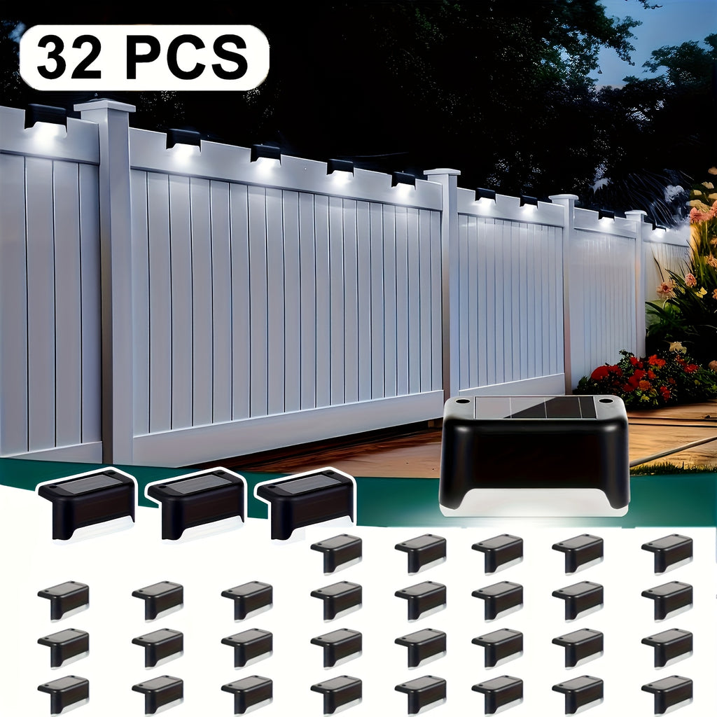 32/16 Outdoor Solar Step Light, Waterproof IP44 LED Solar Fence Light, Perfect for Stairs, Steps, Railings, Patios, Walkways, Gardens and Courtyards (Warm White), Halloween