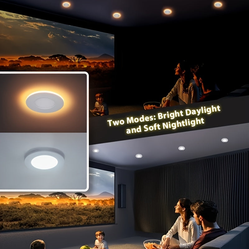 CyvSun 2/6/8-pack recessed downlight LED 4-inch ultra-thin downlight with night light, dimmable & 5 color temperatures selectable Lumiere ceiling light panel light 9 watt 750 lumens ETL certified suitable for living room, kitchen, hallway and bedroom