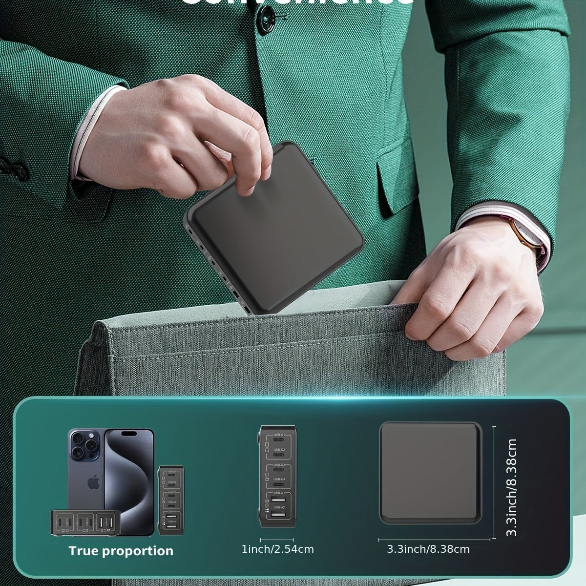 USB C Charger Fast Charger Block: 130W 6 Port Charging Station for Multiple Devices, Portable Desktop Laptop Charger, for MacBook Pro/Air/for iPad for iPhone 16 15/14/13/Pro Max/for Galaxy Note