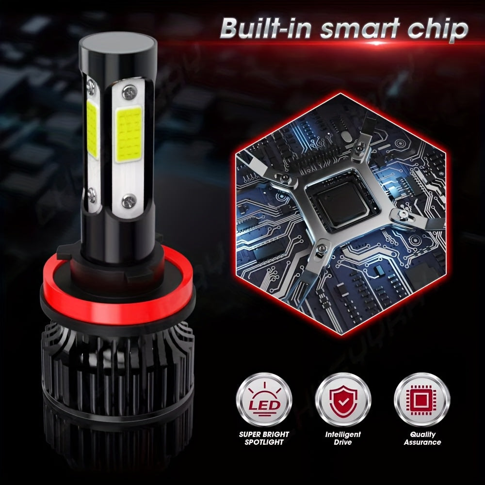 4-Pack H11/H9/H8 9005/HB3 LED Bulb Combo 6000K White, H11 9005 LED Light Fog Light Plug-and-Play