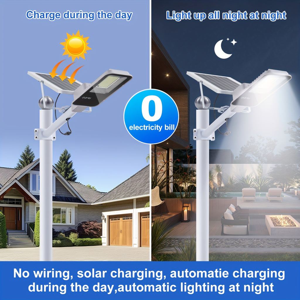 4/2/1 Pack Solar Outdoor Street Light, 4-Level Adjustable Brightness Commercial Lighting, Large PV Panel LED Beads, Long-Lasting Illumination, Waterproof Design for Rain, Snow, and Cloudy Days, Timer 3/5/8 Hours
