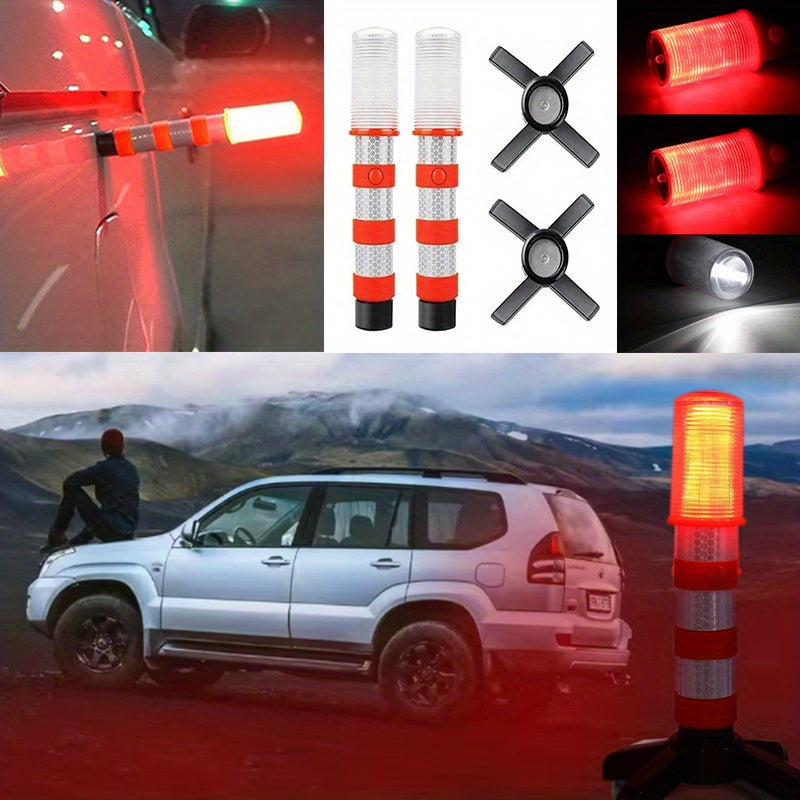 2Pcs Vehicle LED Red Light Set, Magnetic Base, Detachable Bracket & Durable Storage Box, Ideal for Cars, Boats and Trucks, Perfect for Lighting Dark Areas, Battery-Free