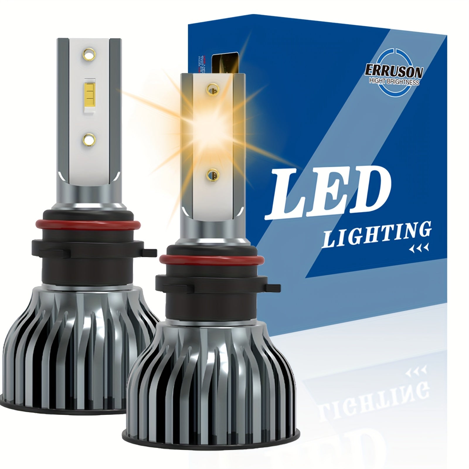 Erruson 2-Pack Dazzling Car Bulbs 9005/HB3 9006/HB4 H11 H4 H7 H1 High/Low Beam Dual-Use Turbo Light, 30000 Lumens 300W 3000K/4300K/6000K/8000K/25000K Car Light, 700% Brightness