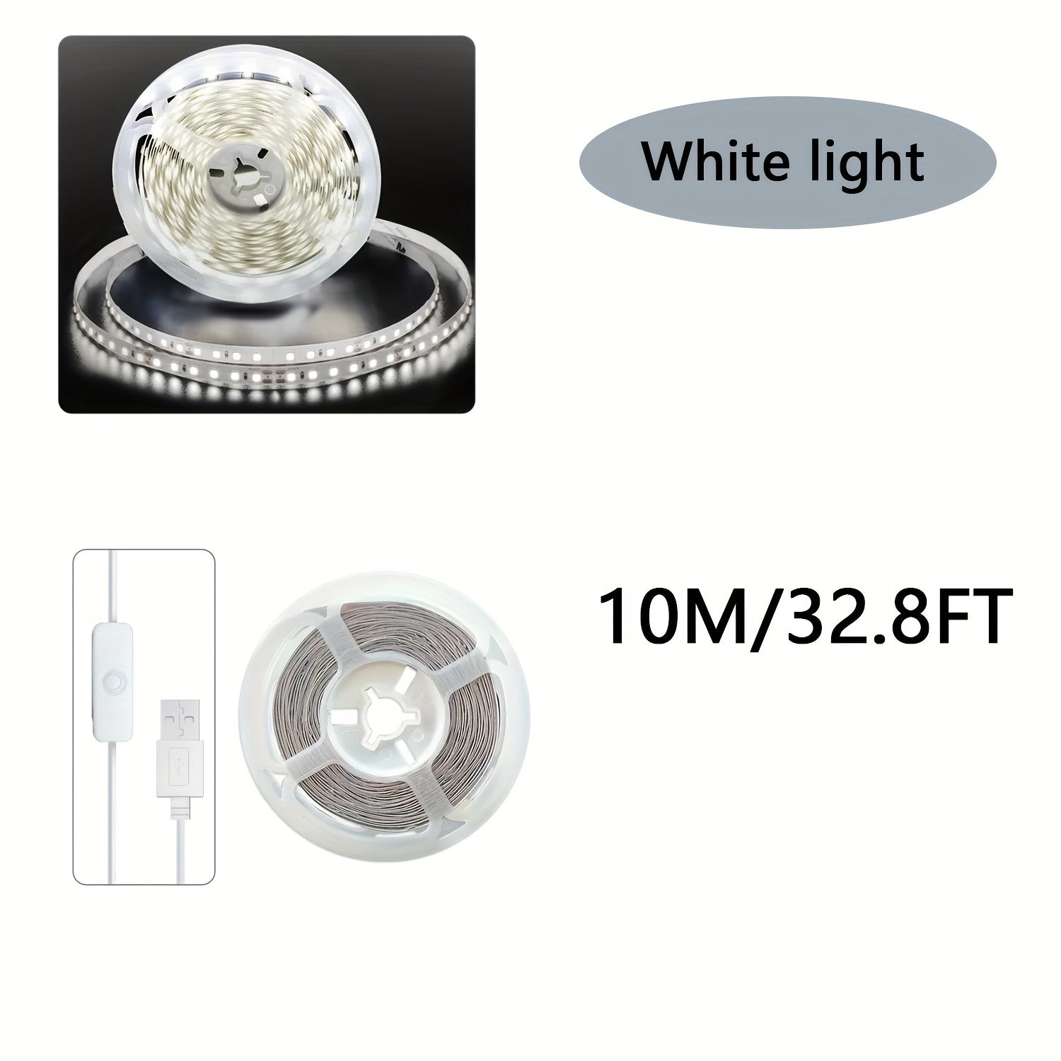 USB LED 灯、白色 LED 灯条、电视背光 LED 灯、线上开关 LED 灯条、室内卧室家居装饰客厅、万圣节、办公桌配件、旅行、露营、派对、圣诞节生日礼物的完美选择