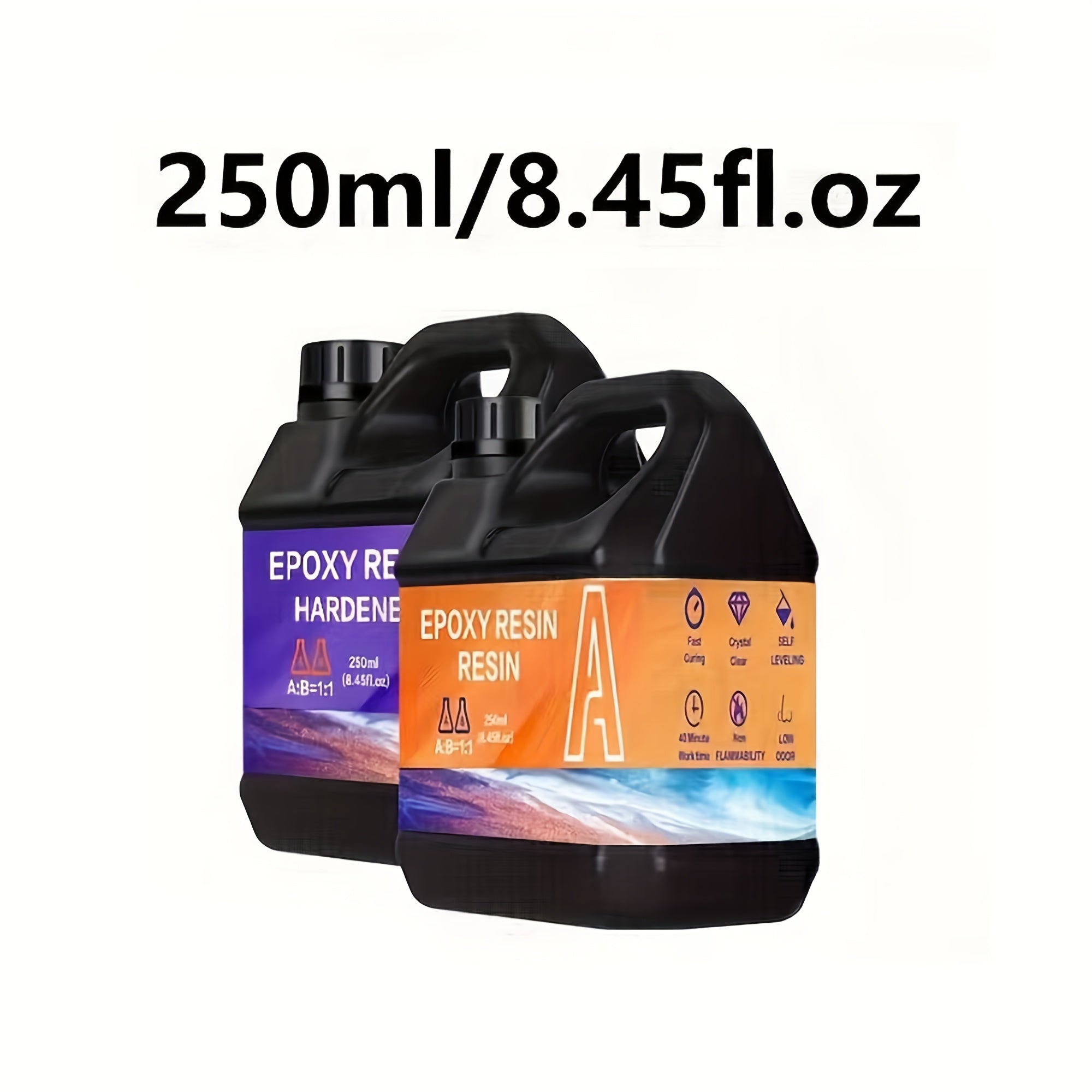 透明环氧树脂套装，16.91oz/33.81oz - 耐用、自流平，非常适合桌面、工艺美术、浇铸、珠宝项目和涂层 - 兼容云母粉、模具和酒精墨水。完美的树脂套装，适合初学者和业余爱好者