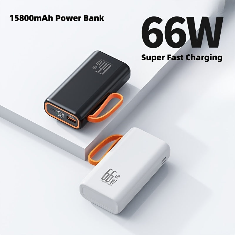 15800mAh Portable Power Bank, 66W Fast Charging Portable Charger, Dual USB Input and Three USB Output, Digital Display Screen, Suitable for iPhone 17/ 16/ 15/ 14/ 13/ 12 and More, Outdoor Emergency Backup, Travel Power Bank, Onthego Charging, Modern