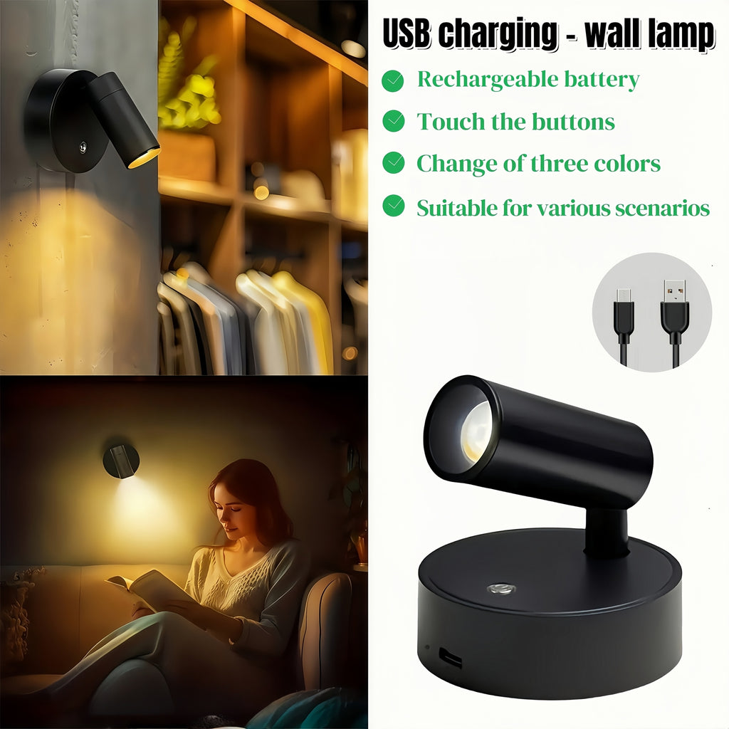 1 Smart Magnetic LED Wall Light, USB Charging, Metal Touch Button Control, LED Spotlight, Ambient Light, 3 Colors Adjustable, Brightness Adjustable, 1200mAh Rechargeable Battery, Suitable for Bedroom, Restaurant, Party, Exhibition