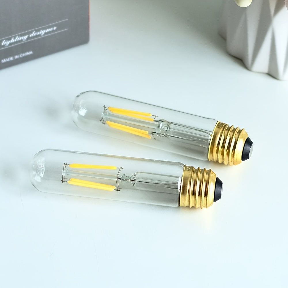 2PCS, decorative Edison LED filament bulb, T28 tubular LED bulb 120V 4W E26 base 4000K neutral white light clear glass bulb non-dimmable, test tube bulb