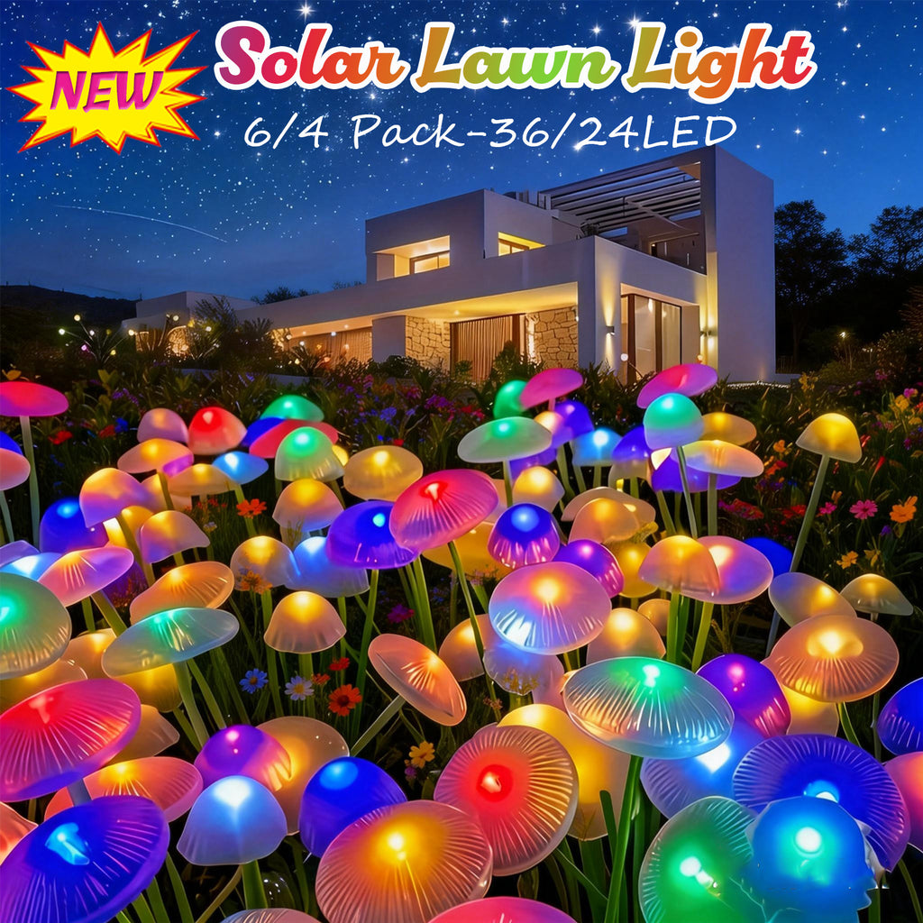 FACHOI 6/4-Pack Solar Jellyfish Mushroom Light, 32/24 LEDs Garden Landscape Lighting, IP44, Outdoor Ground Spike Lawn Light, Suitable for Garden Decoration, Holiday Courtyard Decorative Lighting, Outdoor Path Lighting