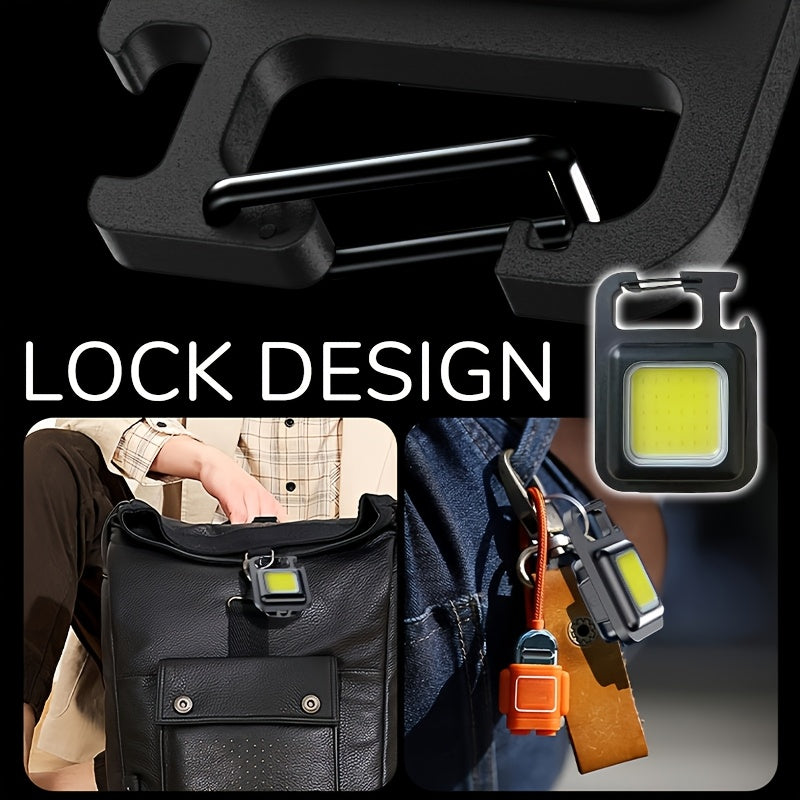 1 Mini COB Hands-Free Flashlight, USB Rechargeable Keychain Light, Portable High-Brightness Mini Floodlight, Repair Light, Multi-Functional Work Light, Adjustable Angle Flashlight, Ideal for Camping, Fishing & Hiking