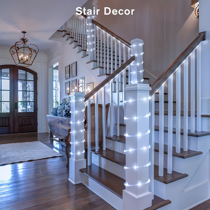 A 50/100/200 LED USB soft light strip, lengths 196.85in / 393.7in / 787.4in, with 8 modes, USB remote control fairy light, suitable for Christmas decoration, camping tents, wedding parties, trees, gardens, bedrooms