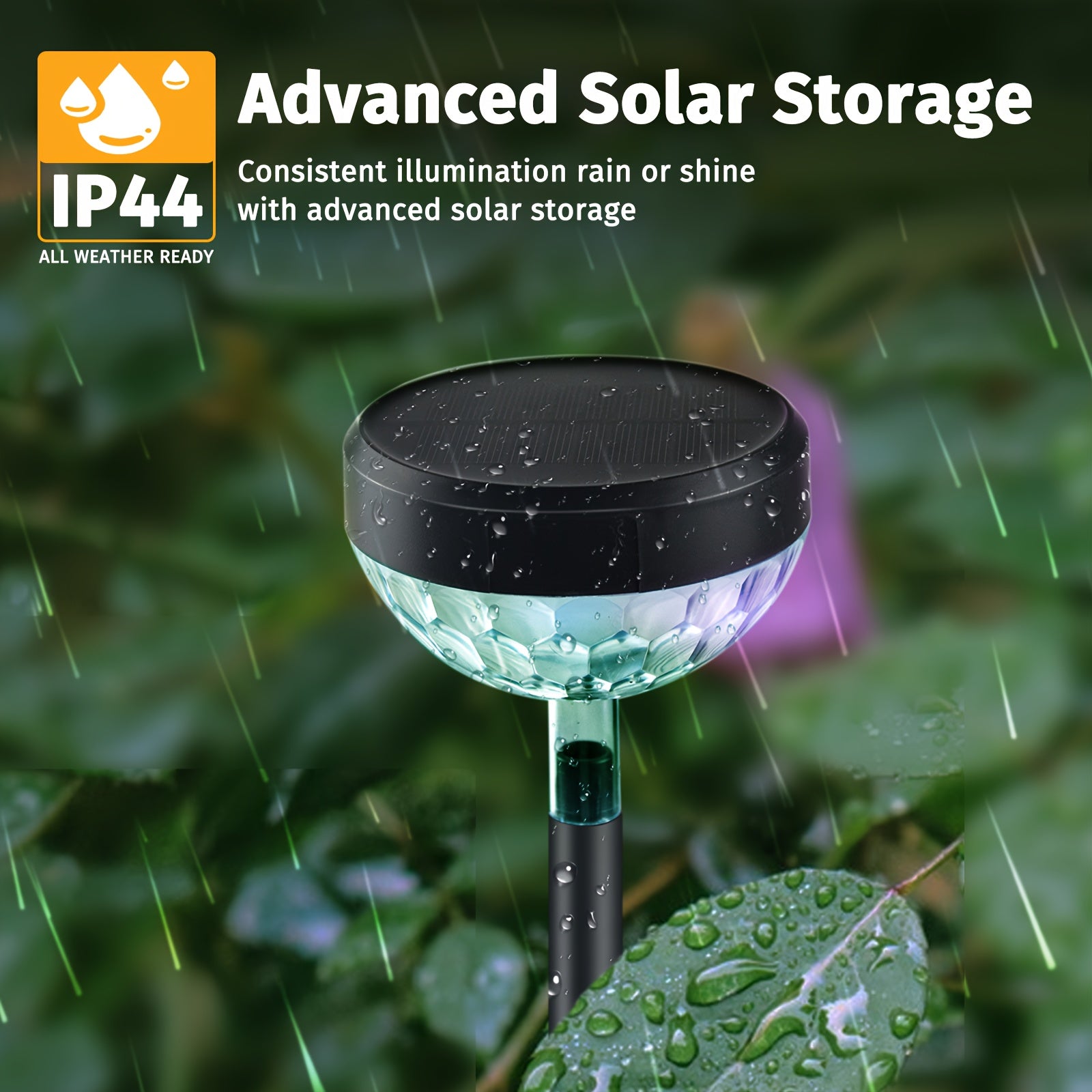 A Set of 8 Solar Path Lights with Color Changing Function and 8 Fixed Colors (Warm White, Cool White, RGB). These Outdoor Solar Garden Lights are Perfect for Decorating Walkways, Courtyards and Backyard Landscapes.